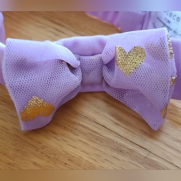 10 for $16 - Rococo Infant Girls 9-12m Lilac Headband with Gold Hearts - Picture 2 of 3